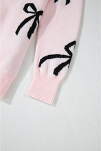 Load image into Gallery viewer, Bow Pattern Round Neck Loose Fit Sweater