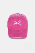 Load image into Gallery viewer, Zenana Bow Embroidered Washed Cotton Caps