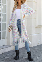 Load image into Gallery viewer, Multicolored Open Front Fringe Hem Cardigan