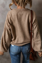 Load image into Gallery viewer, Pearl Detail Round Neck Long Sleeve Sweater