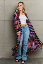 Load image into Gallery viewer, Multicolored Open Front Fringe Hem Cardigan