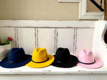 Load image into Gallery viewer, Wool Double Leather Ribbon Fedora