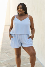 Load image into Gallery viewer, Culture Code Let It Happen Full Size Double Flare Striped Romper in Cobalt Blue