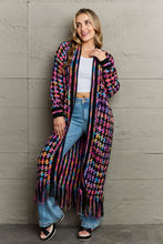 Load image into Gallery viewer, Multicolored Open Front Fringe Hem Cardigan