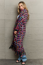 Load image into Gallery viewer, Multicolored Open Front Fringe Hem Cardigan