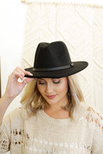 Load image into Gallery viewer, Wool Double Leather Ribbon Fedora
