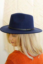 Load image into Gallery viewer, Wool Double Leather Ribbon Fedora