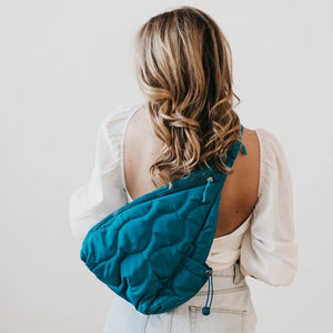 Striding Through Philly Puffer Sling Bag & Backpack: Teal
