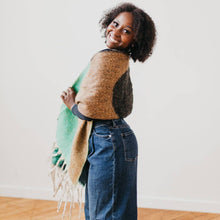 Load image into Gallery viewer, Wavy Elegance Fringe Scarf: Brown/Taupe
