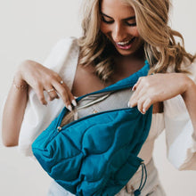 Load image into Gallery viewer, Striding Through Philly Puffer Sling Bag &amp; Backpack: Teal
