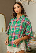 Load image into Gallery viewer, BiBi Plaid Balloon Sleeve Blouse
