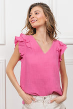 Load image into Gallery viewer, BiBi Texture Ruffled V-Neck Top
