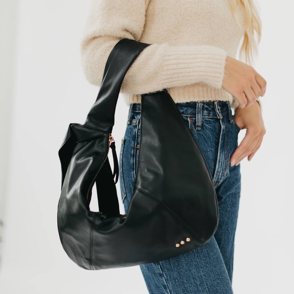 Bobbie Bow Hobo Shoulder Bag: Black