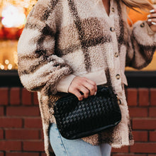 Load image into Gallery viewer, Woven Willow Camera Crossbody Bag: Checkered Black
