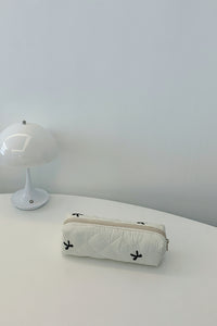 Bow Embroidered Quilted Storage Bag