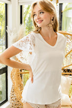 Load image into Gallery viewer, BiBi Lace Detail Ruffled V-Neck Blouse
