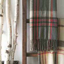Load image into Gallery viewer, Button Plaid Shawl Scarf: Gray
