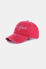 Load image into Gallery viewer, Zenana Washed Embroidered City Baseball Cap
