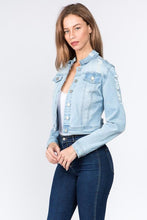 Load image into Gallery viewer, American Bazi Denim Jacket Distressed Back
