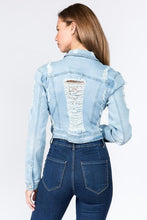 Load image into Gallery viewer, American Bazi Denim Jacket Distressed Back
