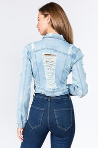 American Bazi Denim Jacket Distressed Back