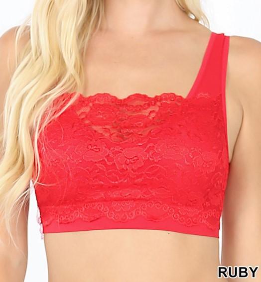 Seamless Bra Top With Front Lace Cover