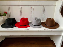 Load image into Gallery viewer, Wool Black Buckle Trim Fedora
