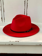 Load image into Gallery viewer, Wool Black Buckle Trim Fedora

