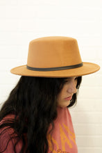 Load image into Gallery viewer, Wool Double Leather Ribbon Round Top Fedora
