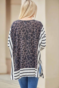 Leopard and Stripe Tunic Top