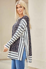 Load image into Gallery viewer, Leopard and Stripe Tunic Top
