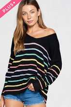 Load image into Gallery viewer, Stripe Print Oversize Cozy Sweater PREORDER - PLUS
