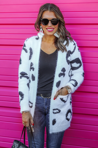 Felix Fuzzy Snow Leopard Cardigan