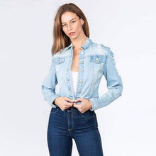 Load image into Gallery viewer, American Bazi Denim Jacket Distressed Back
