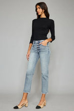 Load image into Gallery viewer, Kancan High Waist Button Fly Raw Hem Cropped Straight Jeans
