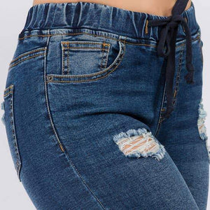 American Bazi Distressed Denim Joggers - Plus
