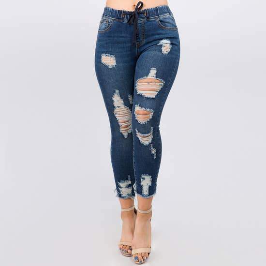 American Bazi Distressed Denim Joggers - Plus