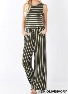 Stripe Jumpsuit with Pockets