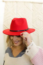 Load image into Gallery viewer, Wool Black Buckle Trim Fedora
