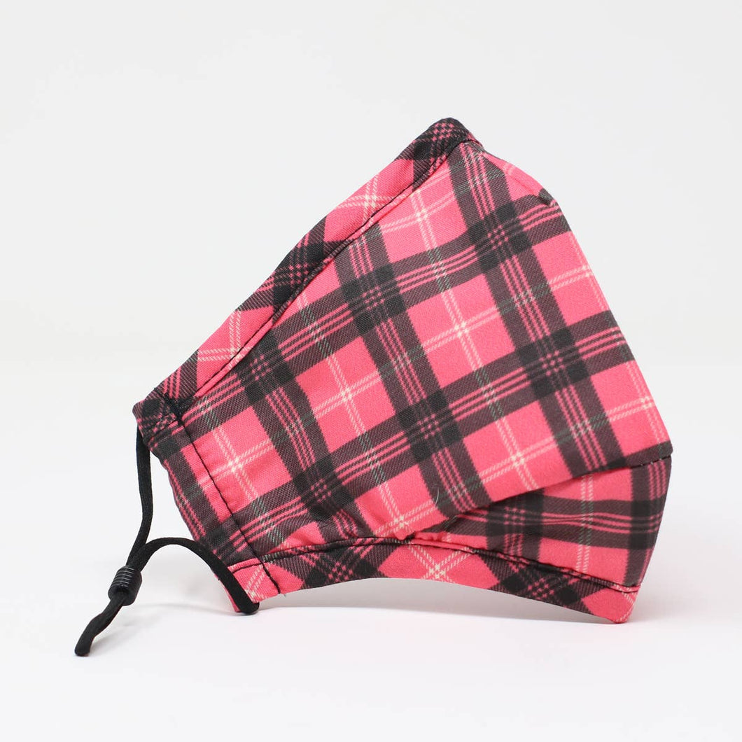 Luxury Cotton Face Mask | Pink Tartan Plaid