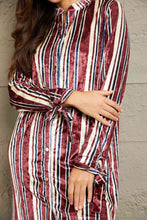 Load image into Gallery viewer, e.Luna Stripe Velvet Dress with Pockets
