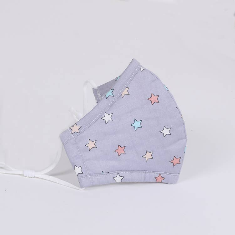 KID'S Cotton Face Mask | Grey Multistars