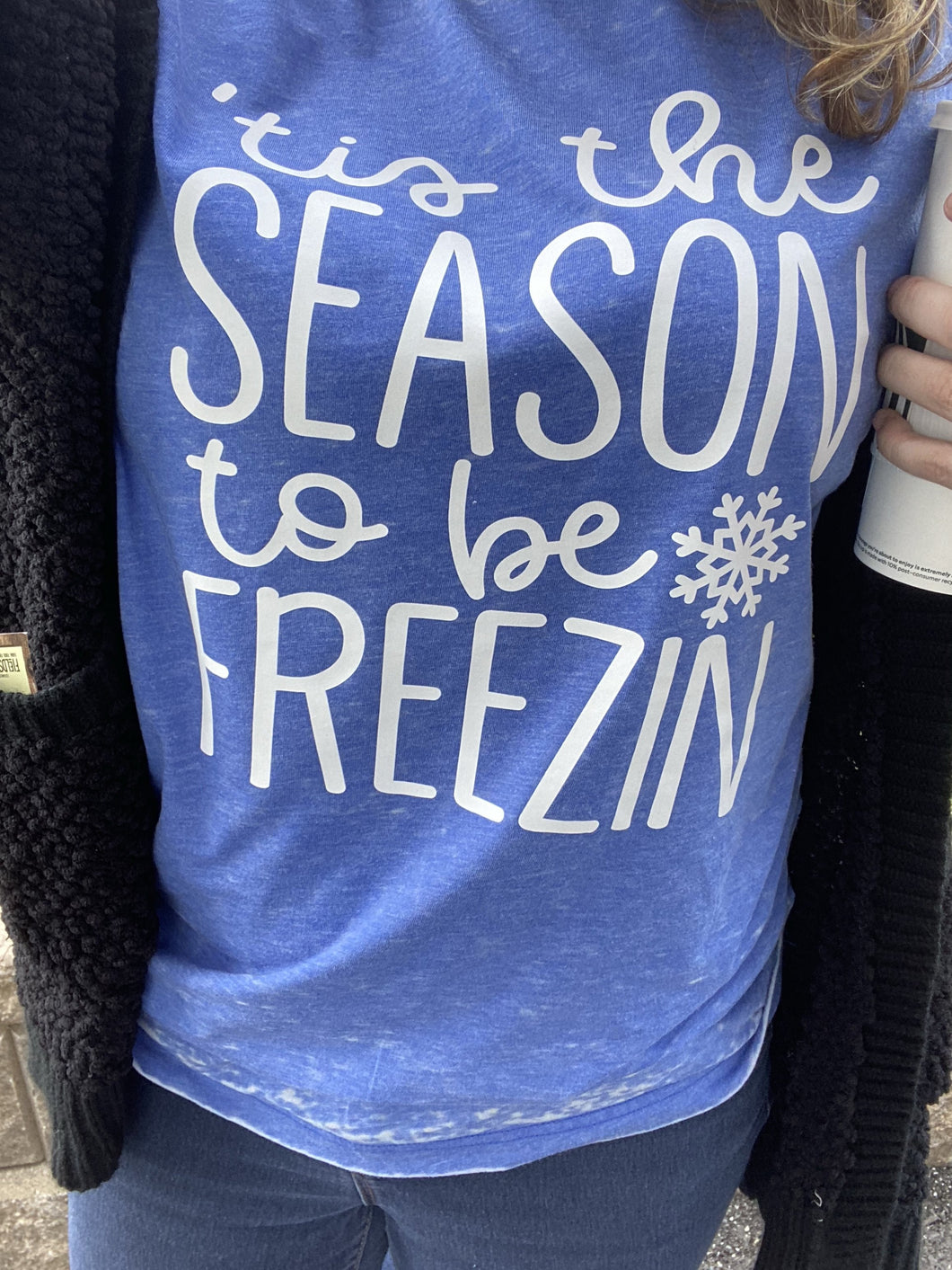 Tis the season - Blue Acid Wash Short Sleeves