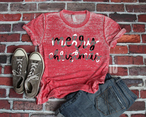 Buffalo Merry Christmas - Red Acid Wash Short Sleeves